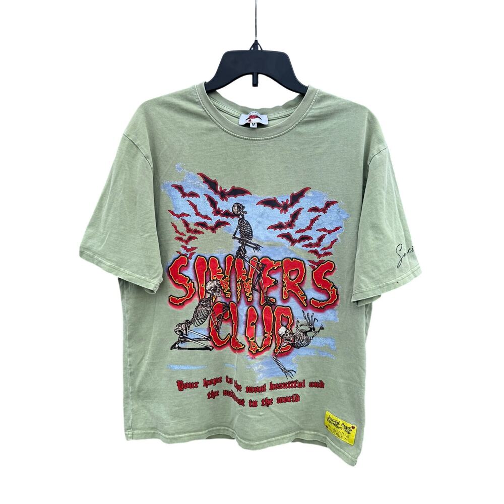 SUICIDAL HEARTS PREVENTION CLUB Graphic Tee Sage Green Medium